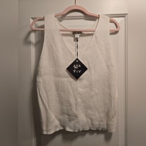 NWT AVA & VIV Women's White Ribbed Tank Top